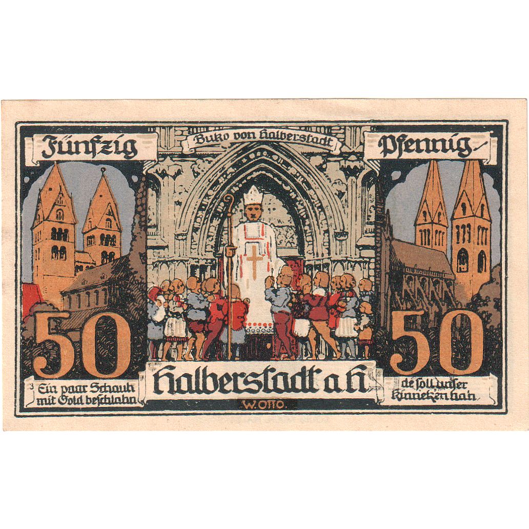 Geldschein, Deutschland, Halberstadt, 50 Pfennig, personnage, 1921, 1921-04-27
