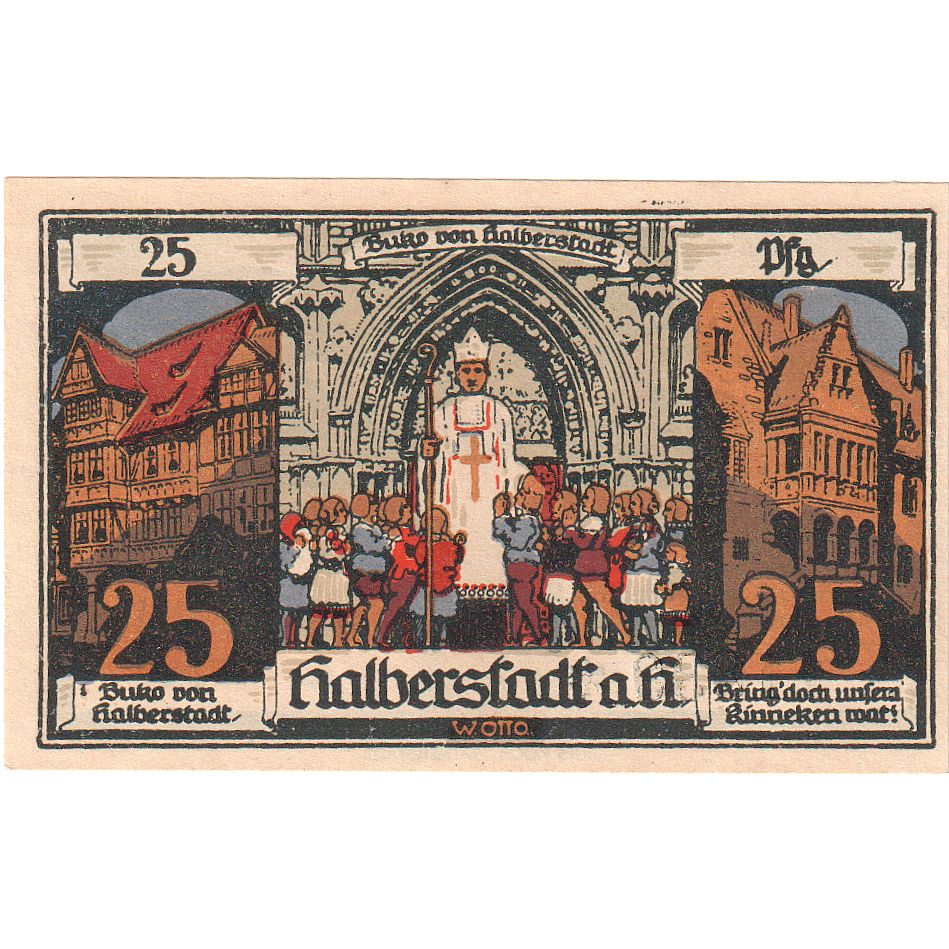 Geldschein, Deutschland, Halberstadt, 25 Pfennig, personnage, 1921, 1921-04-27