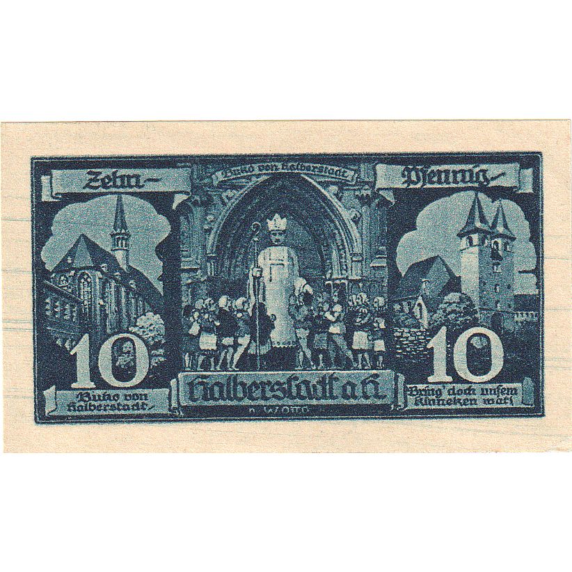 Banknot, Niemcy, Halberstadt, 10 Pfennig, personnage 1, 1921, 1921-04-27