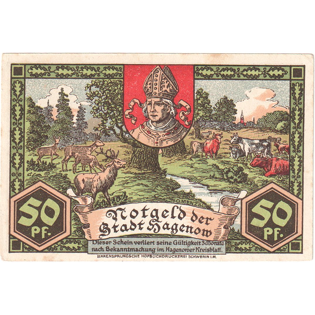 Geldschein, Deutschland, Hagenow, 50 Pfennig, prairie, 1921, UNZ, Mehl:500.1a