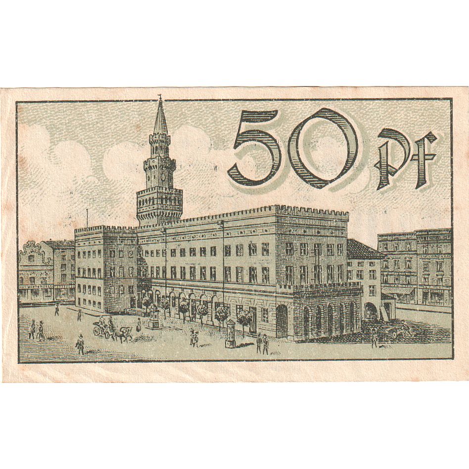 Banknote, Germany, OPPELN, 50 Pfennig, place, UNC(63), Mehl:O22.5d