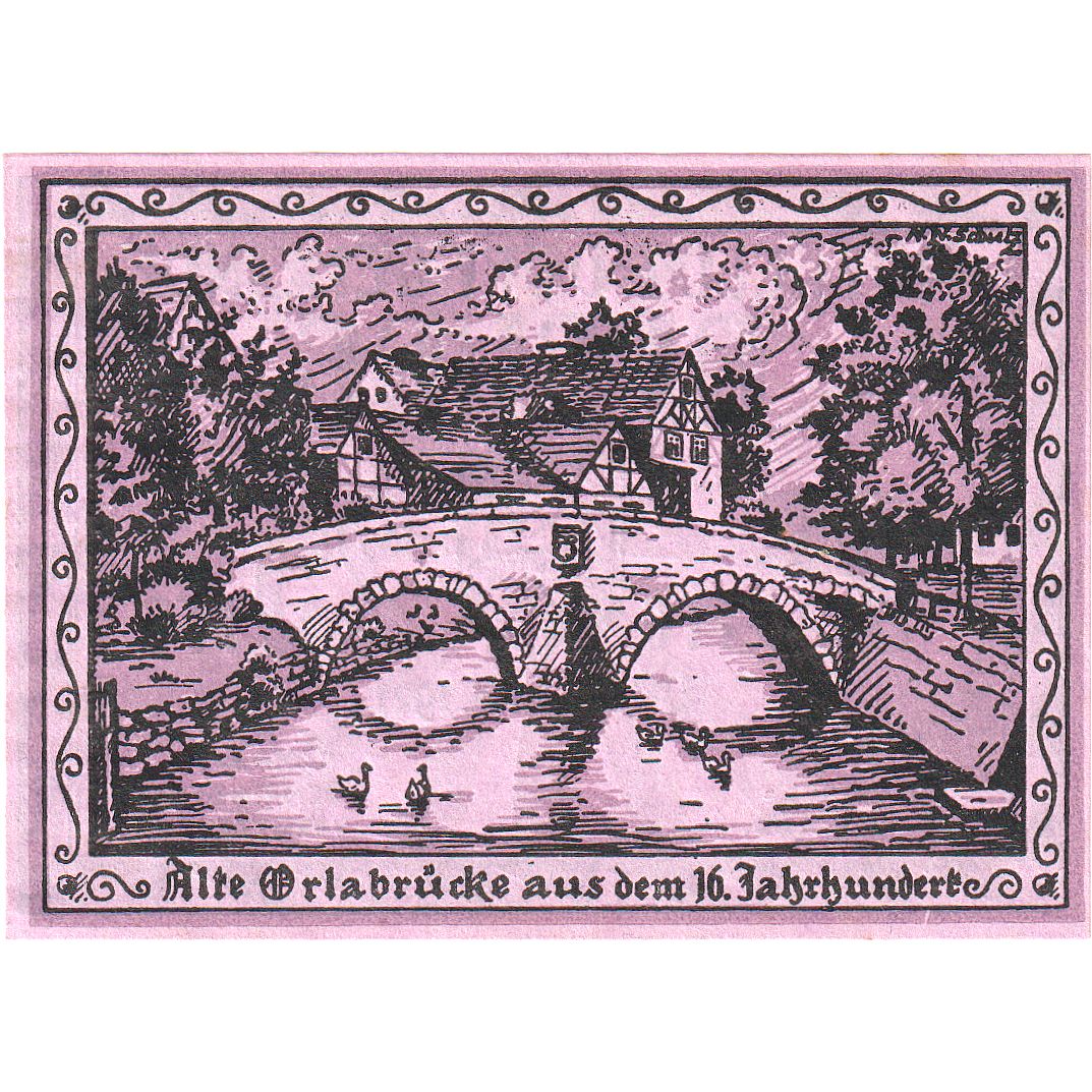 Banconote, Germania, Oppurg, 25 Pfennig, pont, 1921, 1921-08-01, FDS