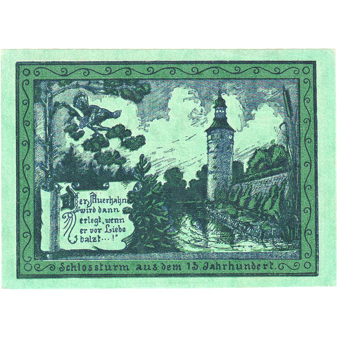 Geldschein, Deutschland, Oppurg Dorfgemeinde, 75 Pfennig, paysage 1, 1921
