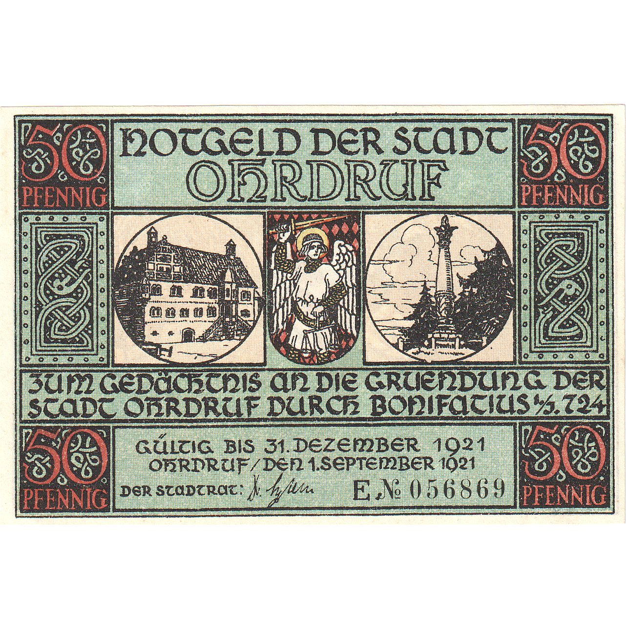 Geldschein, Deutschland, Ohrdruf, 50 Pfennig, personnage, 1921, 1921-12-31