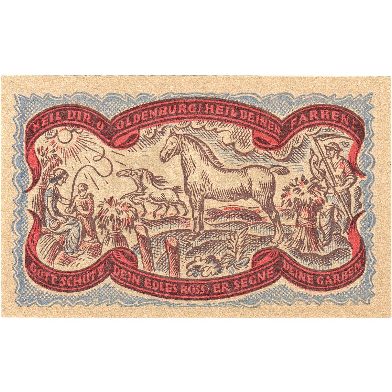 Billet, Allemagne, Oldenburg i.O. Handelskammer, 50 Pfennig, Cheval 1, 1921