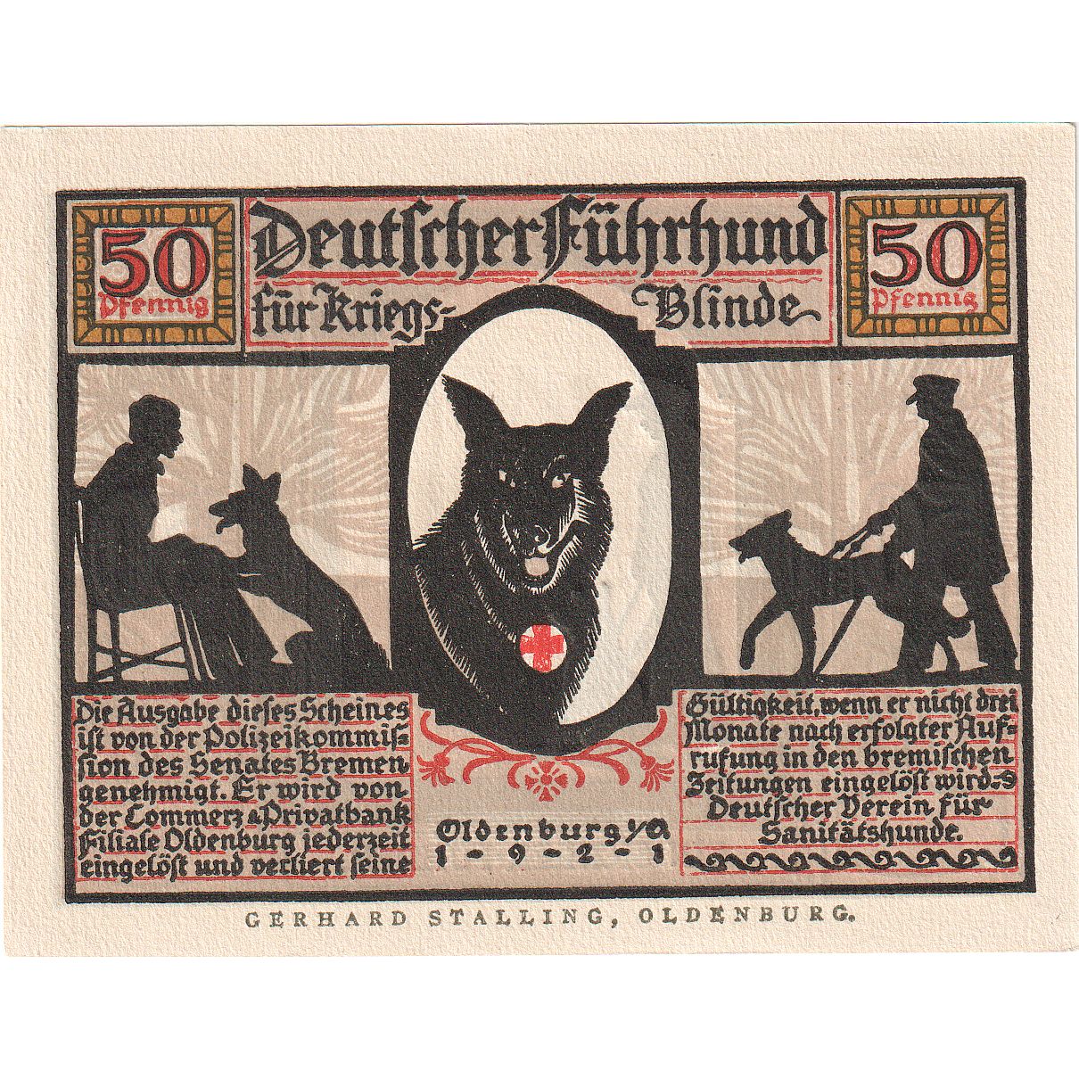 Geldschein, Deutschland, Oldenburg, 50 Pfennig, personnage, 1921, UNZ-