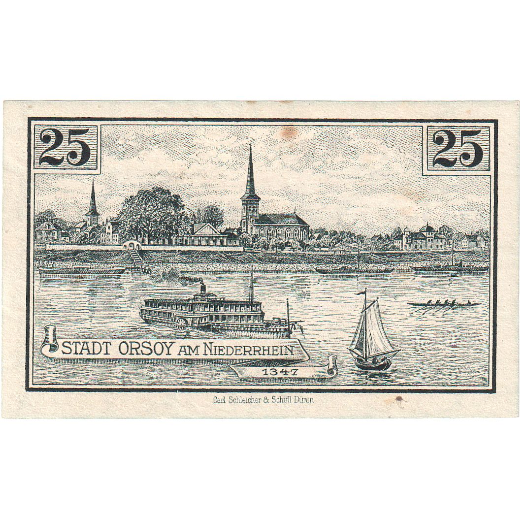 Banknot, Niemcy, Orsoy Stadt, 25 Pfennig, paysage 1, 1921, 1921-05-01