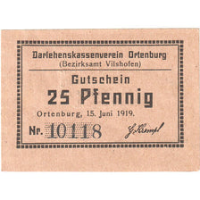 Banknote, Germany, Ortenburg, 25 Pfennig, Texte, 1919, 1919-06-15, UNC(63)