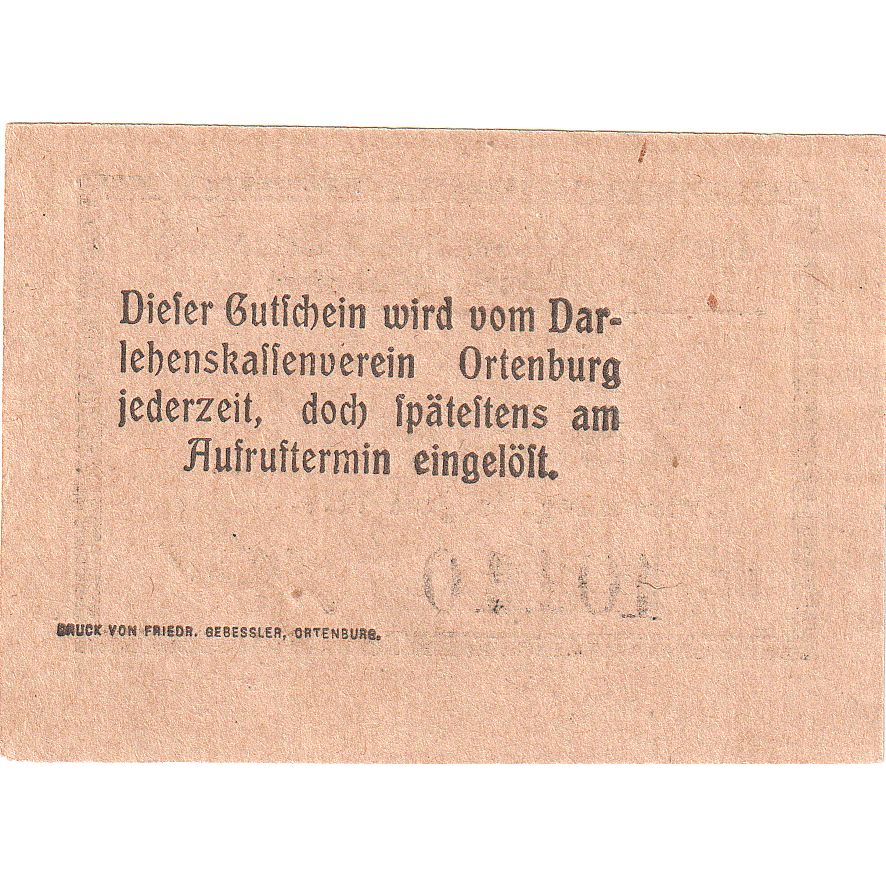 Banknote, Germany, Ortenburg, 25 Pfennig, Texte, 1919, 1919-06-15, UNC(63)