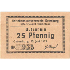 Banknote, Germany, Ortenburg, 25 Pfennig, texte 1, 1919, 1919-06-15, UNC(63)