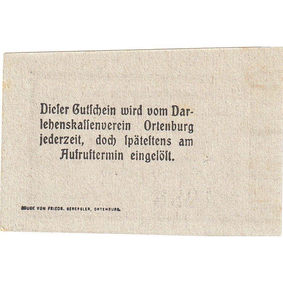 Banconote, Germania, Ortenburg, 25 Pfennig, Texte 2, 1919, 1919-06-15, SPL