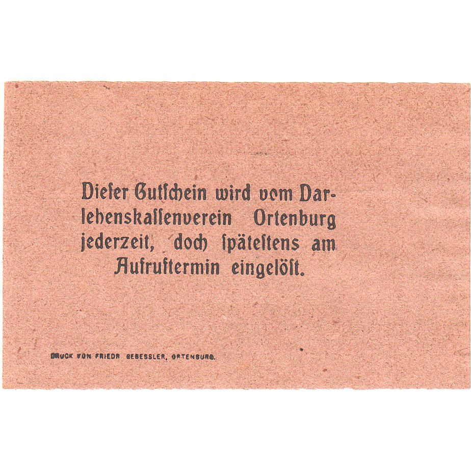 Geldschein, Deutschland, Ortenburg, 25 Pfennig, Texte 3, 1919, 1919-06-15, UNZ-