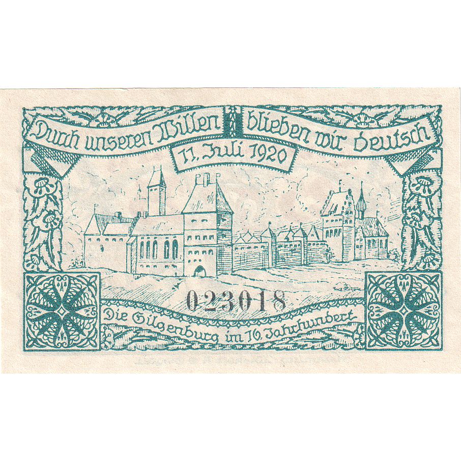 Geldschein, Deutschland, Gilgenburg Stadt, 25 Pfennig, village, 1920