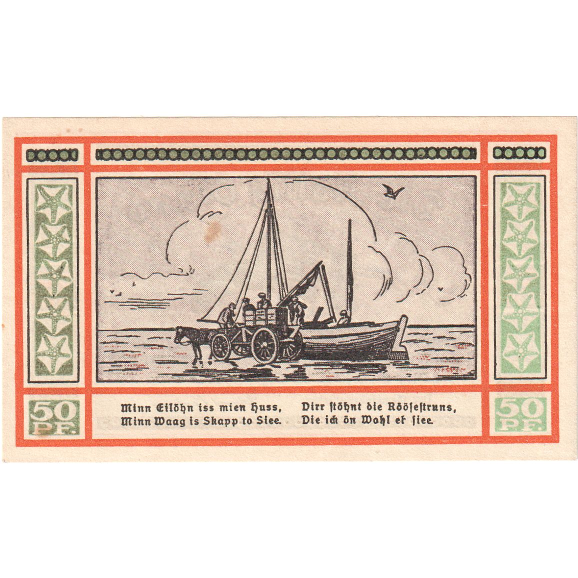 Banknot, Niemcy, Oland, Hallig Gemeinde, 50 Pfennig, bateau, 1922, 1922-05-01