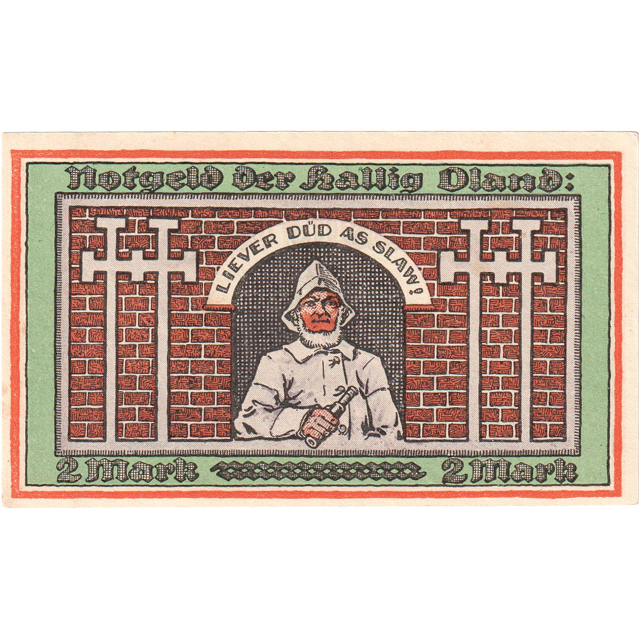 Geldschein, Deutschland, Oland, Hallig Gemeinde, 2 Mark, paysage, 1922