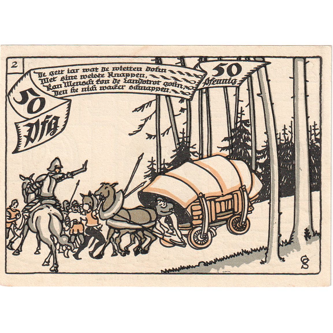 Banconote, Germania, Herne, 50 Pfennig, personnage, 1921, 1921-07-01, SPL