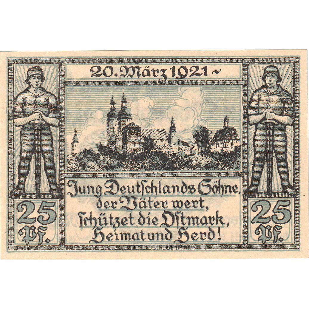 Billete, Alemania, Oberglogau, 25 Pfennig, personnage, 1921, 1921-07-01, SC