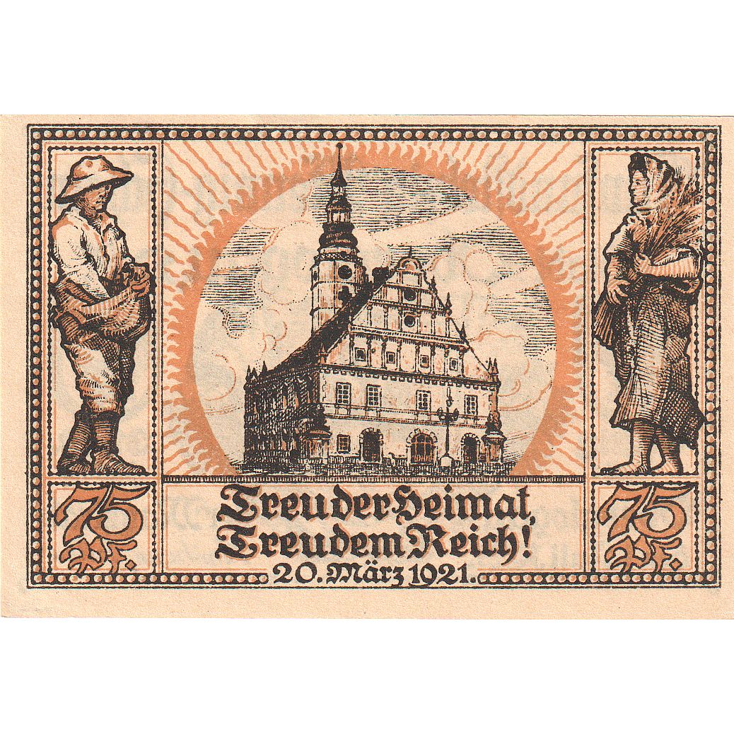 Banknot, Niemcy, Oberglogau, 75 Pfennig, Maison, 1921, 1921-07-01, UNC(63)
