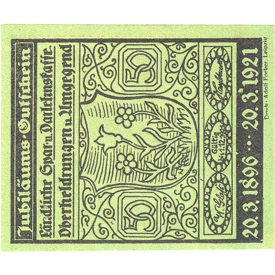 Geldschein, Deutschland, Oberheldrungen, 50 Pfennig, paysage 1, 1921
