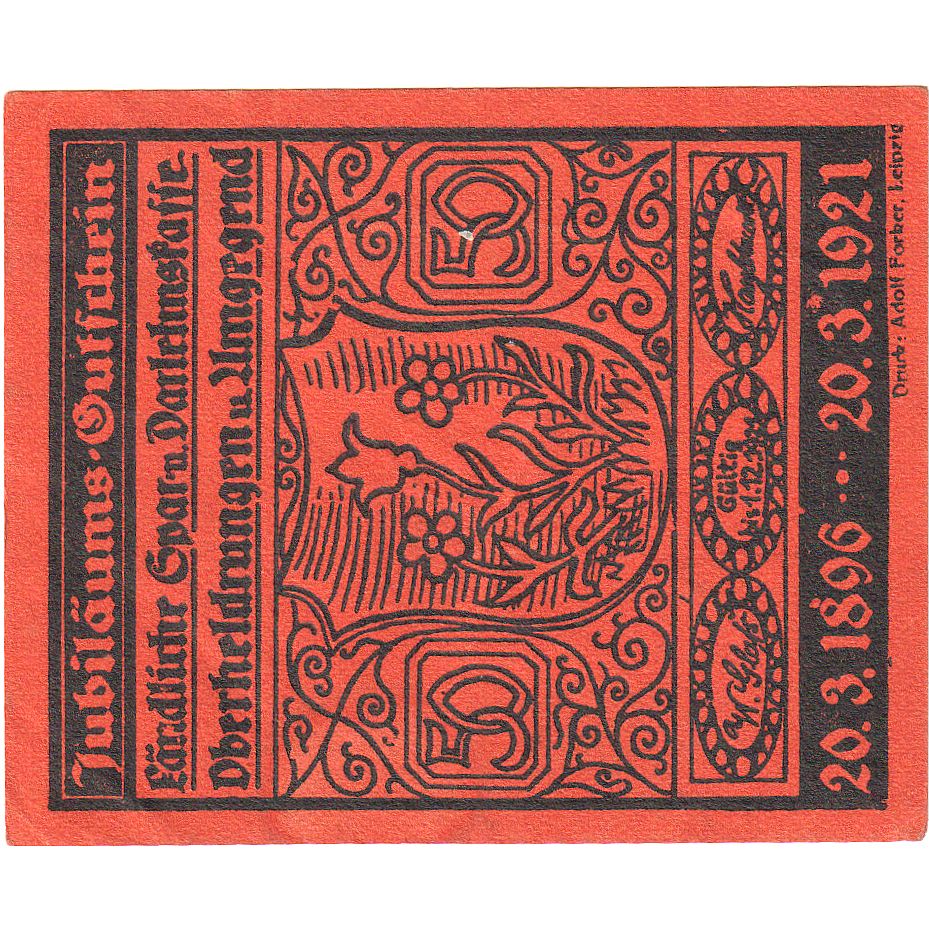 Banknot, Niemcy, Oberheldrungen, 50 Pfennig, poterie, 1921, 1921-03-20