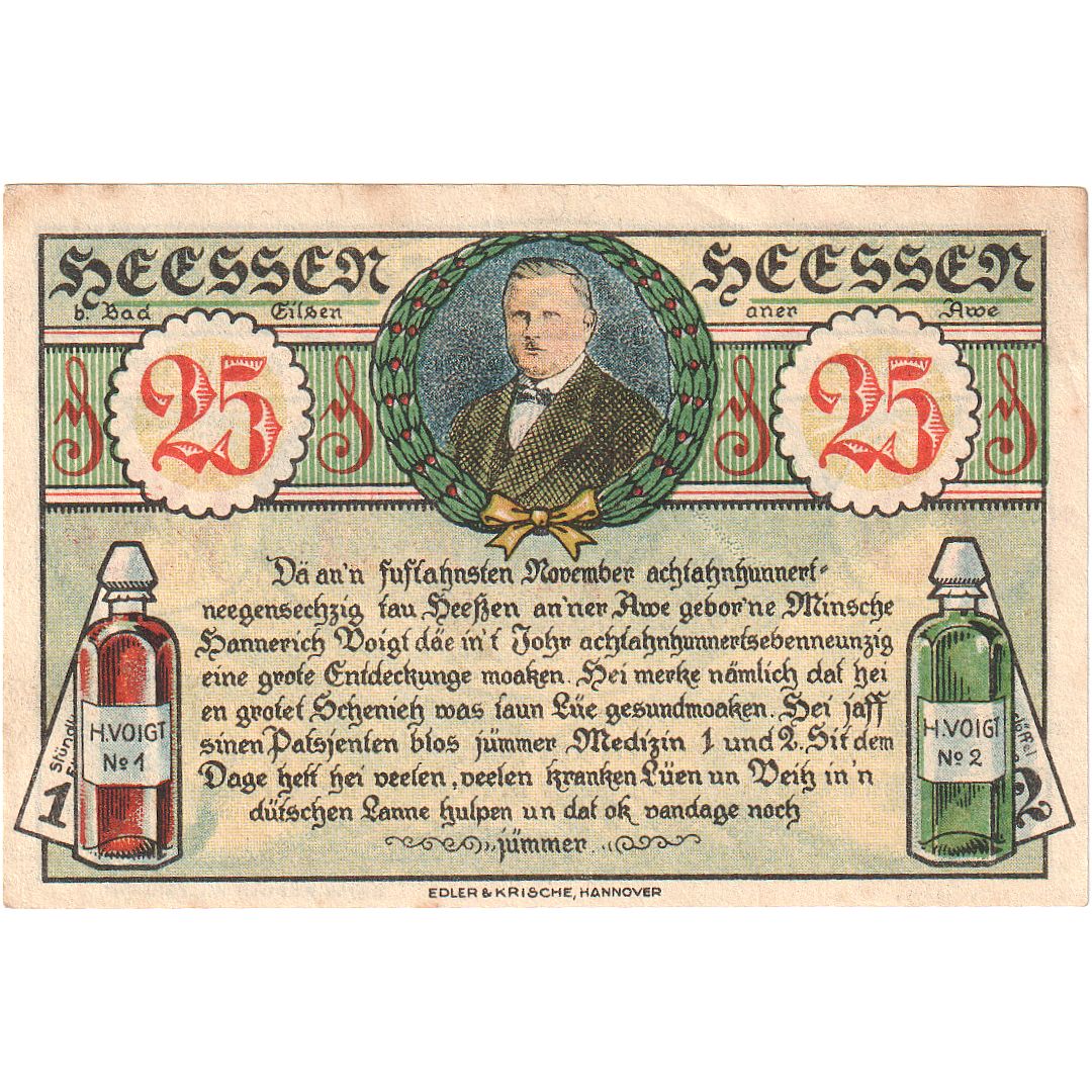 Geldschein, Deutschland, Heessen, 25 Pfennig, Maison, 1921, 1921-01-01, UNZ-
