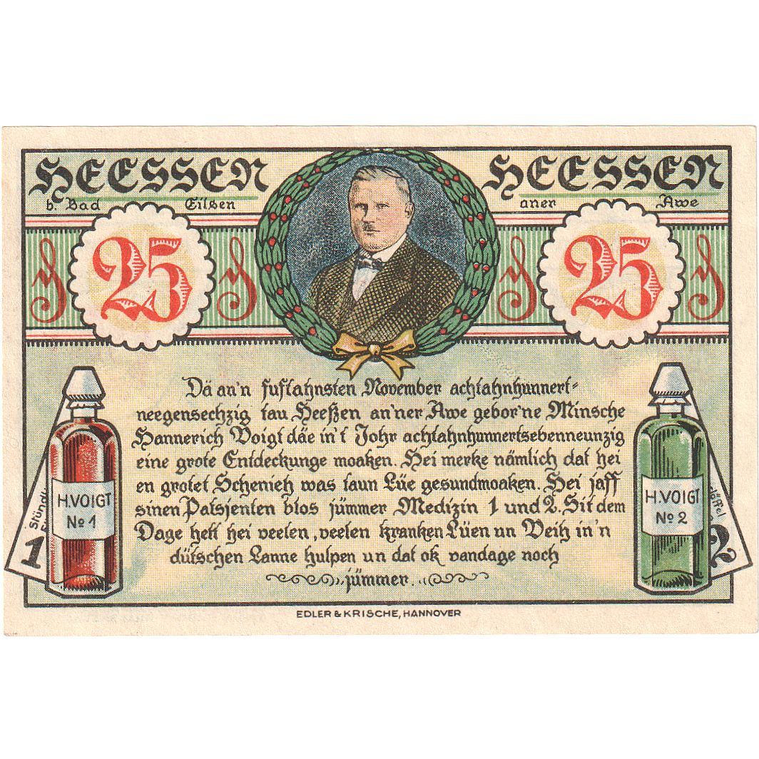 Banconote, Germania, Heessen, 25 Pfennig, maison 1, 1921, 1921-01-01, SPL