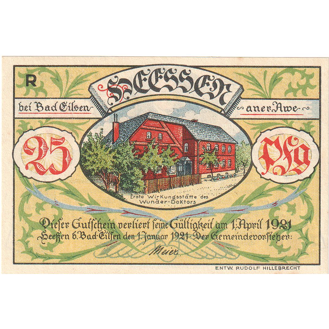Geldschein, Deutschland, Heessen, 25 Pfennig, maison 2, 1921, 1921-01-01, UNZ-