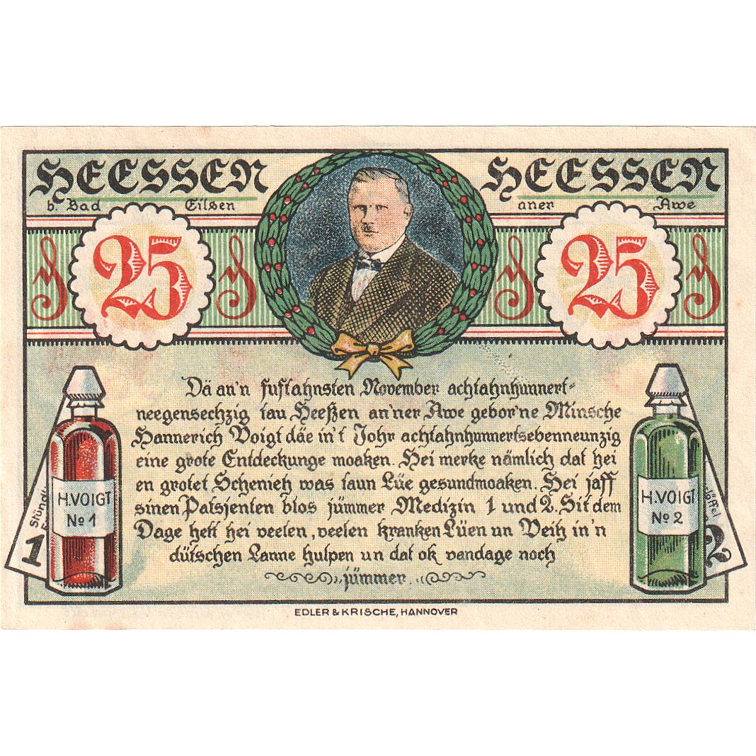 Geldschein, Deutschland, Heessen, 25 Pfennig, maison 2, 1921, 1921-01-01, UNZ-
