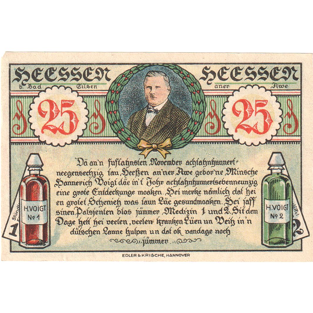 Geldschein, Deutschland, Heessen, 25 Pfennig, maison 3, 1921, 1921-01-01, UNZ-