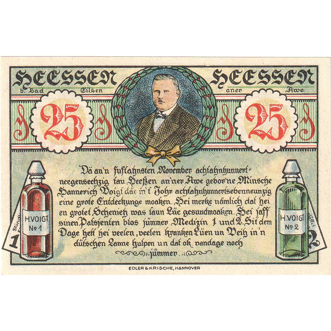 Geldschein, Deutschland, Heessen, 25 Pfennig, Maison 4, 1921, 1921-01-01, UNZ-