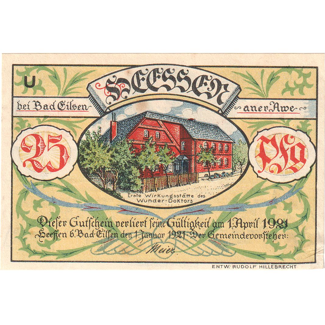 Geldschein, Deutschland, Heessen, 25 Pfennig, maison 5, 1921, 1921-01-01, UNZ-