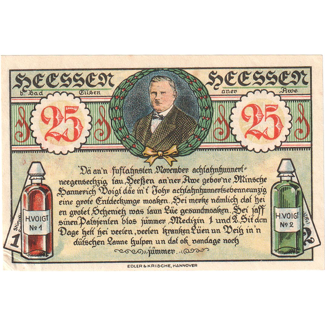 Geldschein, Deutschland, Heessen, 25 Pfennig, maison 5, 1921, 1921-01-01, UNZ-