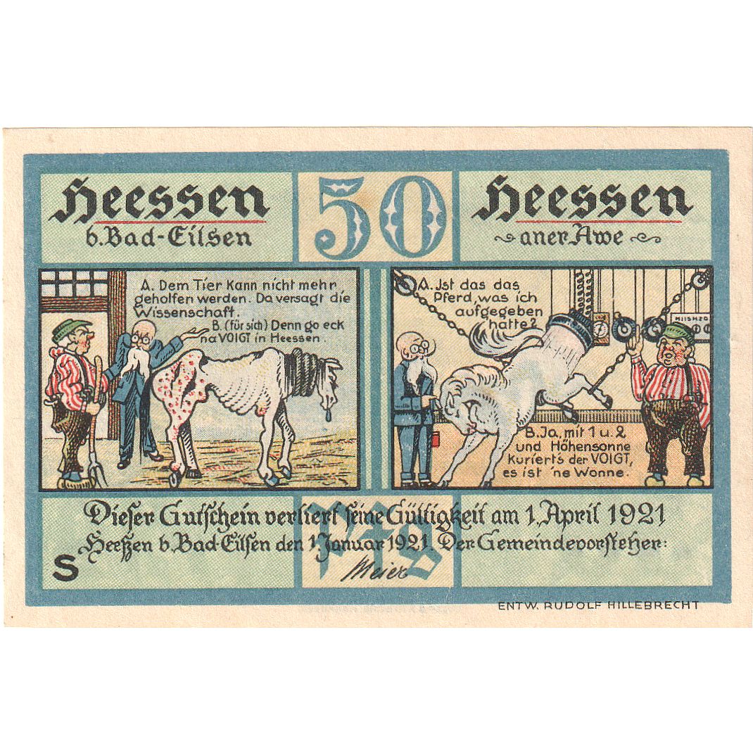 Allemagne, Heessen An Der Rue, 50 Pfennig, 1921-04-01, NEUF