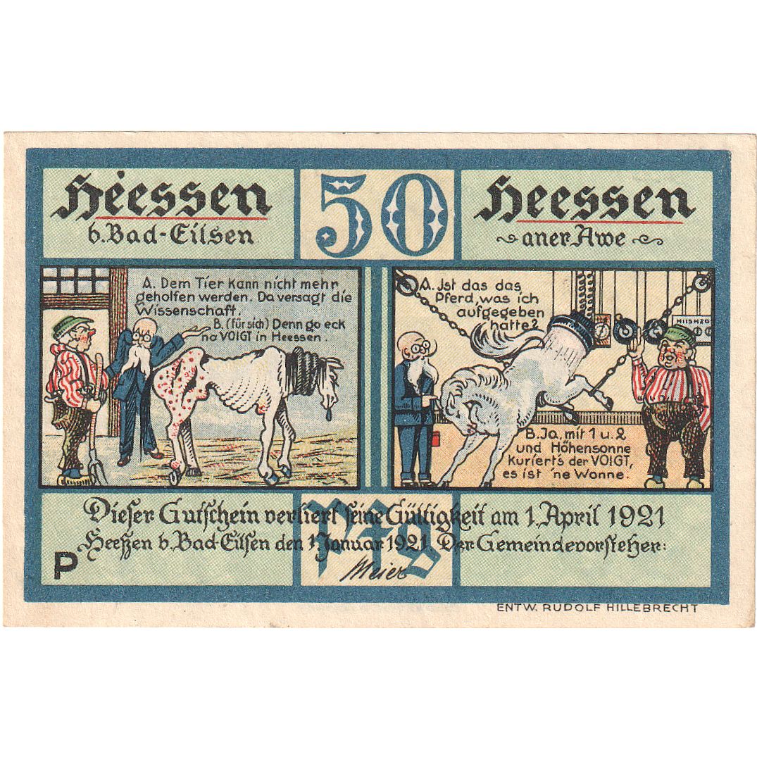 Alemanha, Heessen An Der Rue, 50 Pfennig, 1921-04-01, UNC(65-70)
