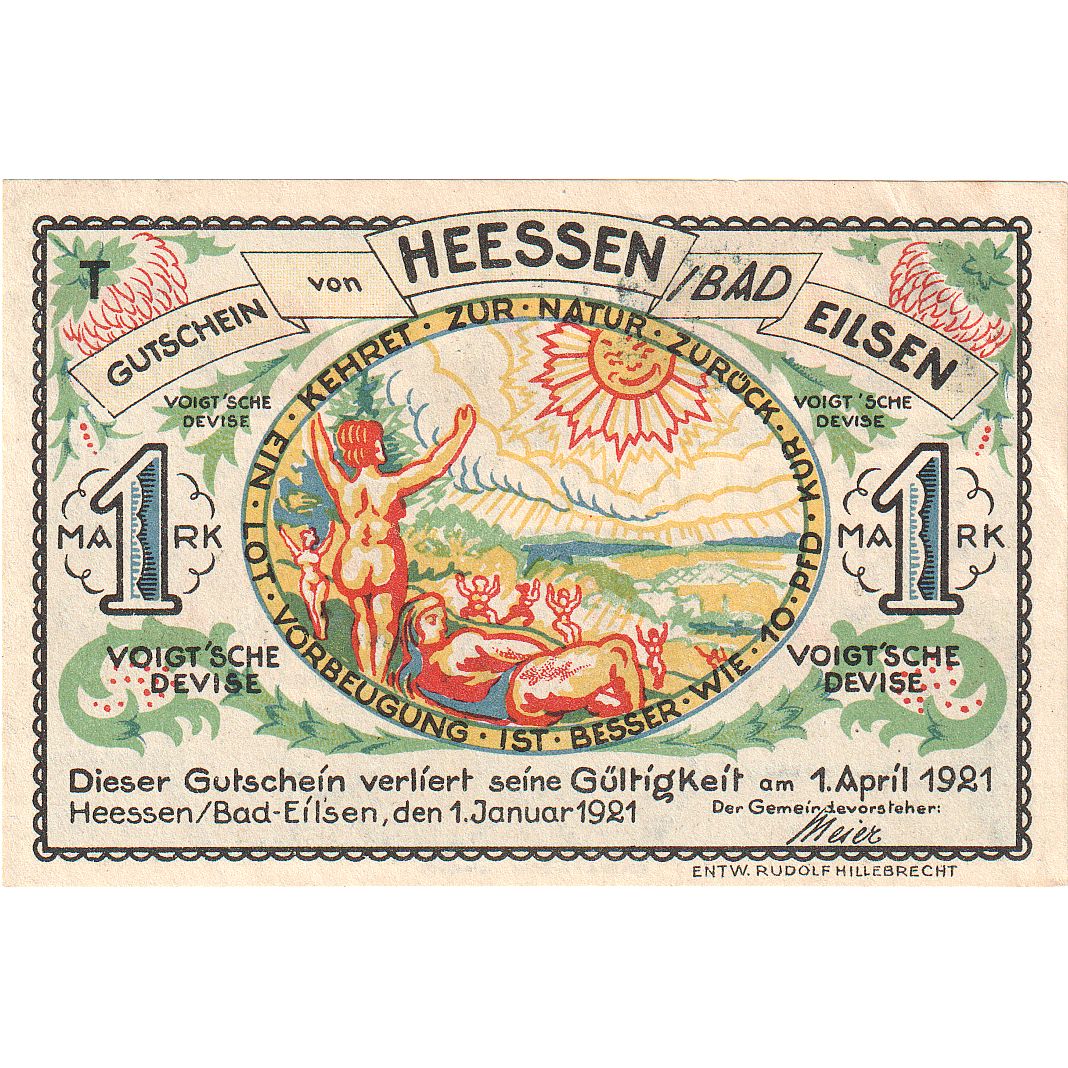 Deutschland, Heessen Bad Eilsen, 1 Mark, 1921-04-01, UNZ
