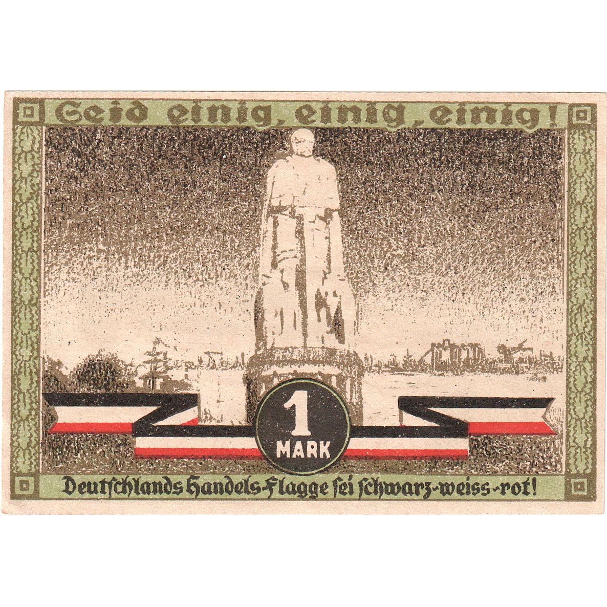 Geldschein, Deutschland, Hamburg, 1 Mark, personnage 2, 1921, 1921-08-12, UNZ