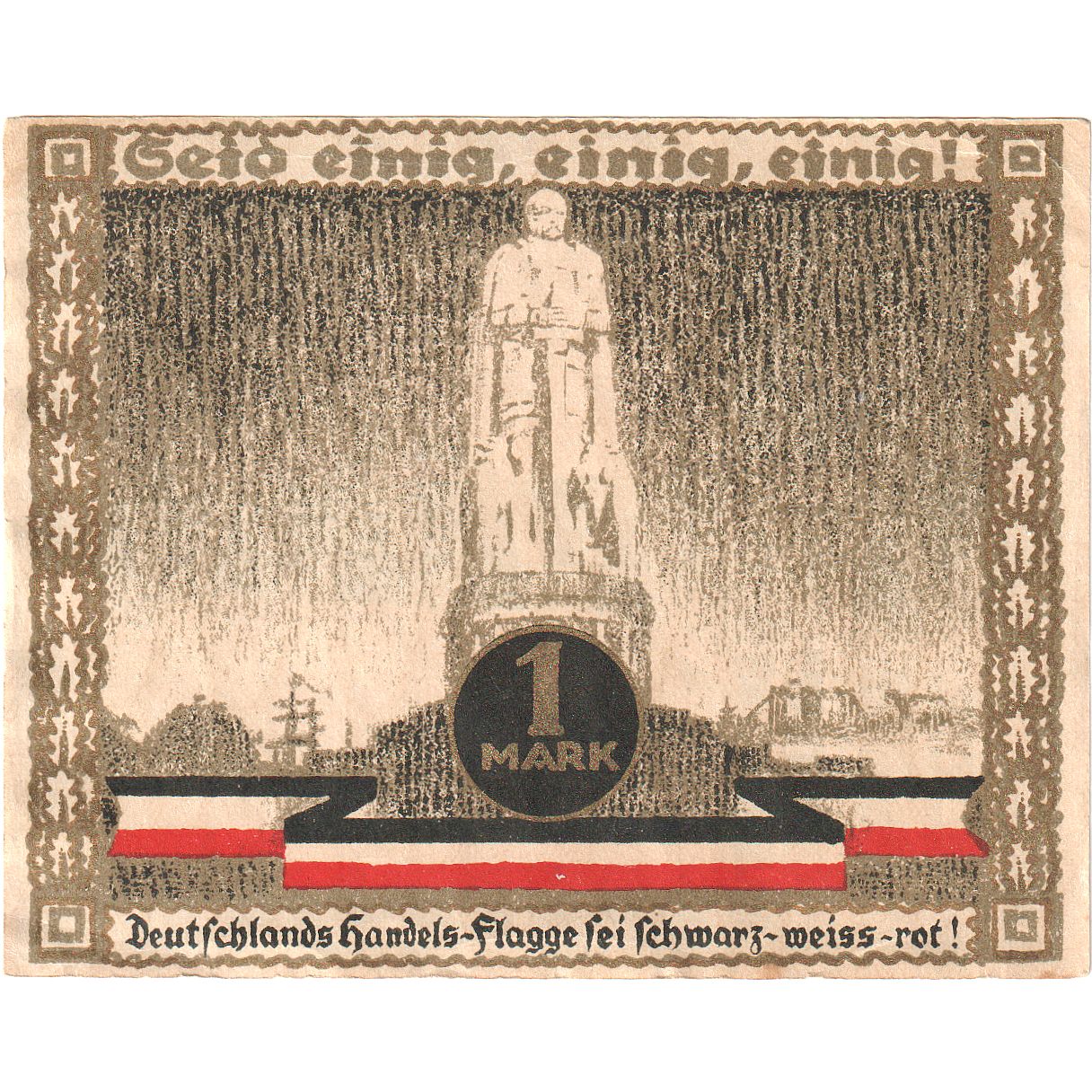Geldschein, Deutschland, Hamburg, 1 Mark, personnage, 1921, 1921-08-12, UNZ