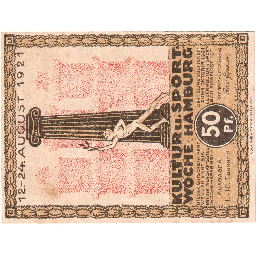 Banconote, Germania, Hamburg, 50 Pfennig, bateau 2, 1921, 1921-08-12, FDS