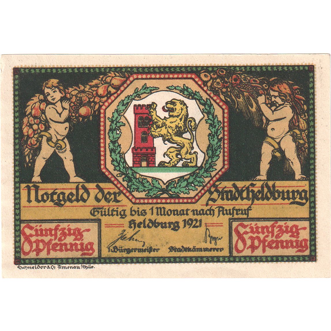 Geldschein, Deutschland, Heldburg, 50 Pfennig, village, 1921, UNZ, Mehl:594.1