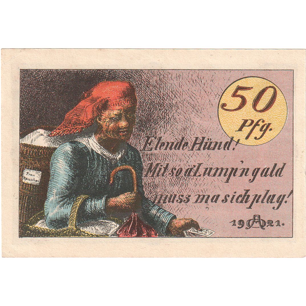 Geldschein, Deutschland, Hildburghausen, 50 Pfennig, femme, O.D, KM:205, UNZ