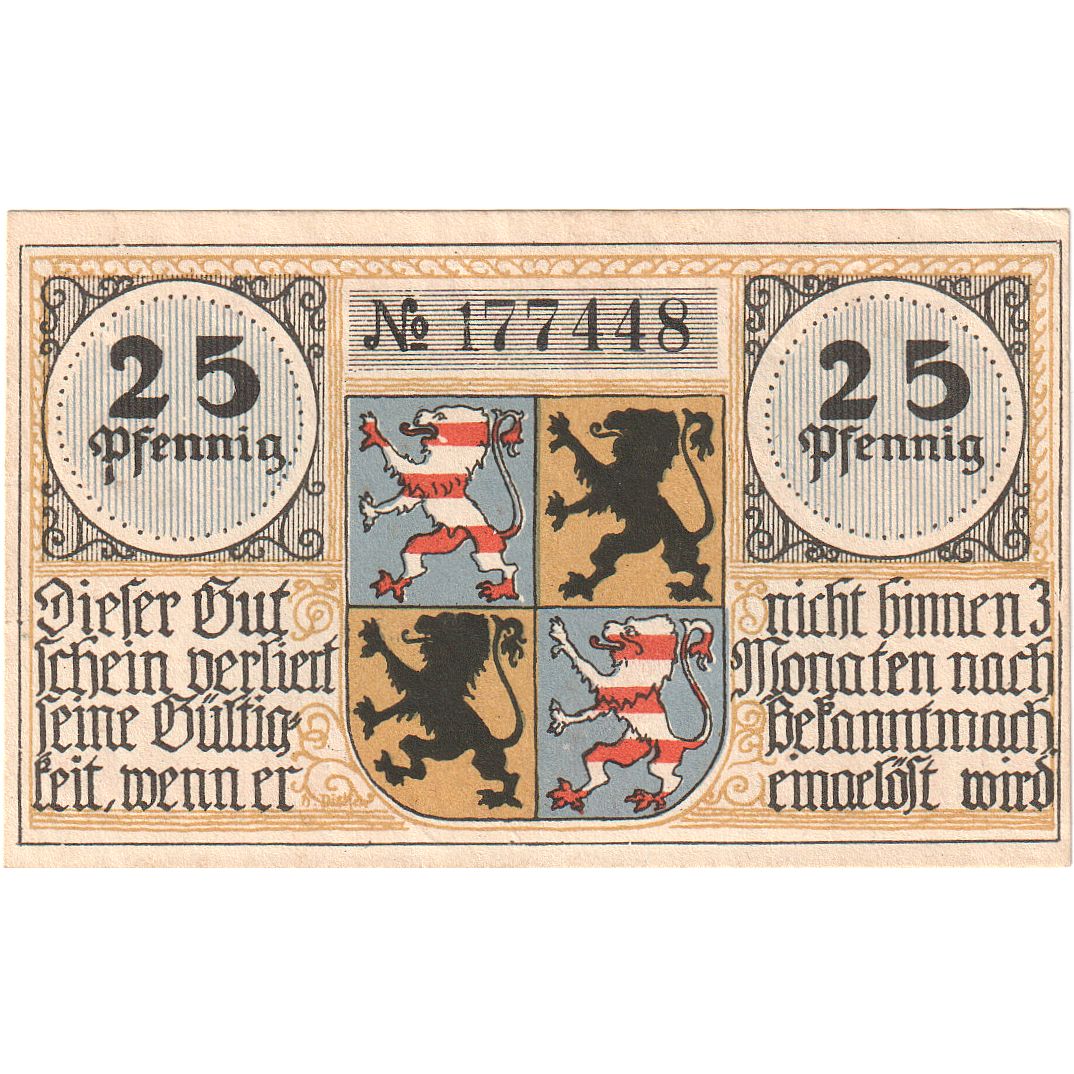 Geldschein, Deutschland, Hildburghausen, 25 Pfennig, paysage, O.D, UNZ
