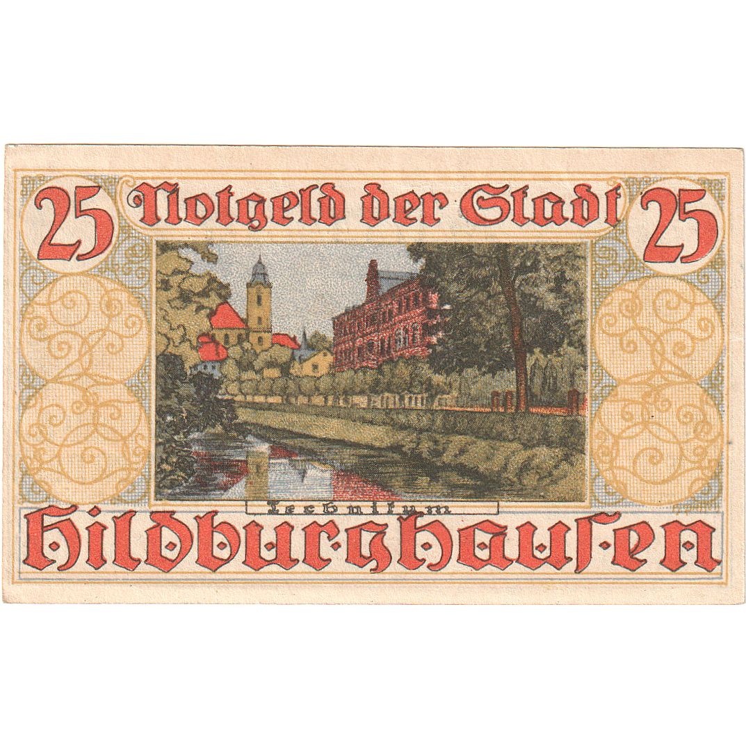 Geldschein, Deutschland, Hildburghausen, 25 Pfennig, paysage, O.D, UNZ