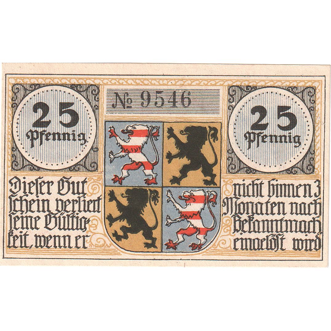Geldschein, Deutschland, Hildburghausen, 25 Pfennig, Ecusson, O.D, UNZ