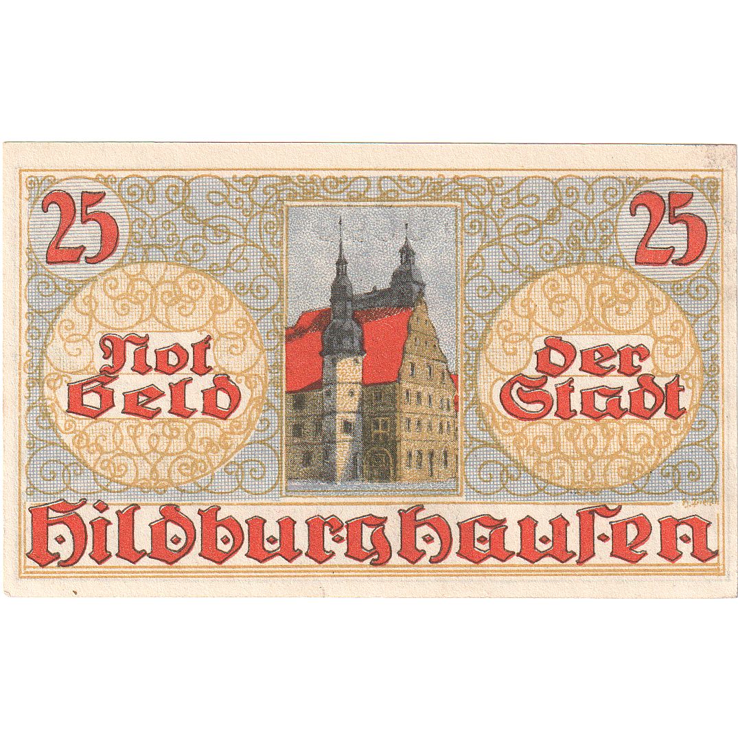 Geldschein, Deutschland, Hildburghausen, 25 Pfennig, Ecusson, O.D, UNZ