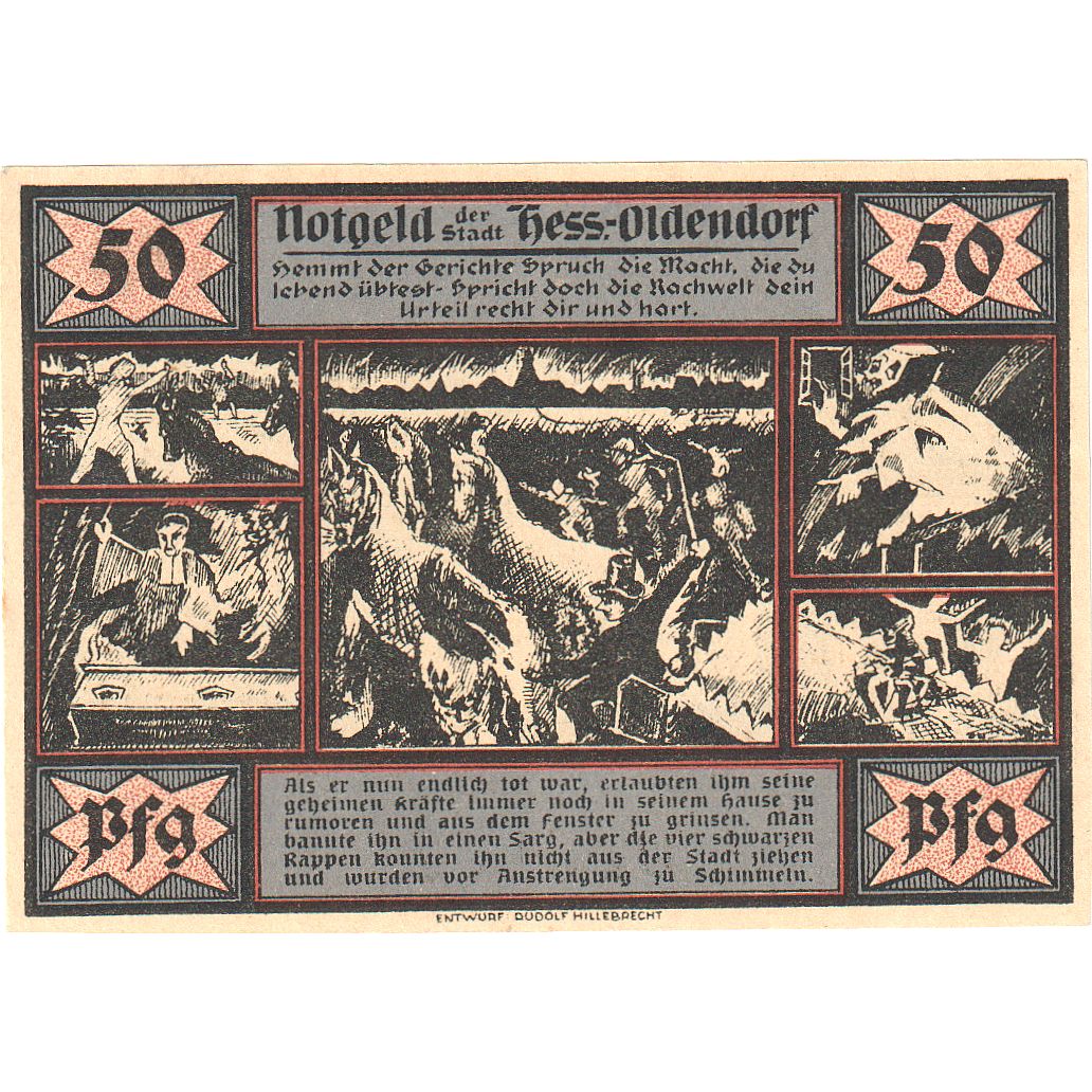Banconote, Germania, Hessisch Oldendorf, 50 Pfennig, personnage, 1921
