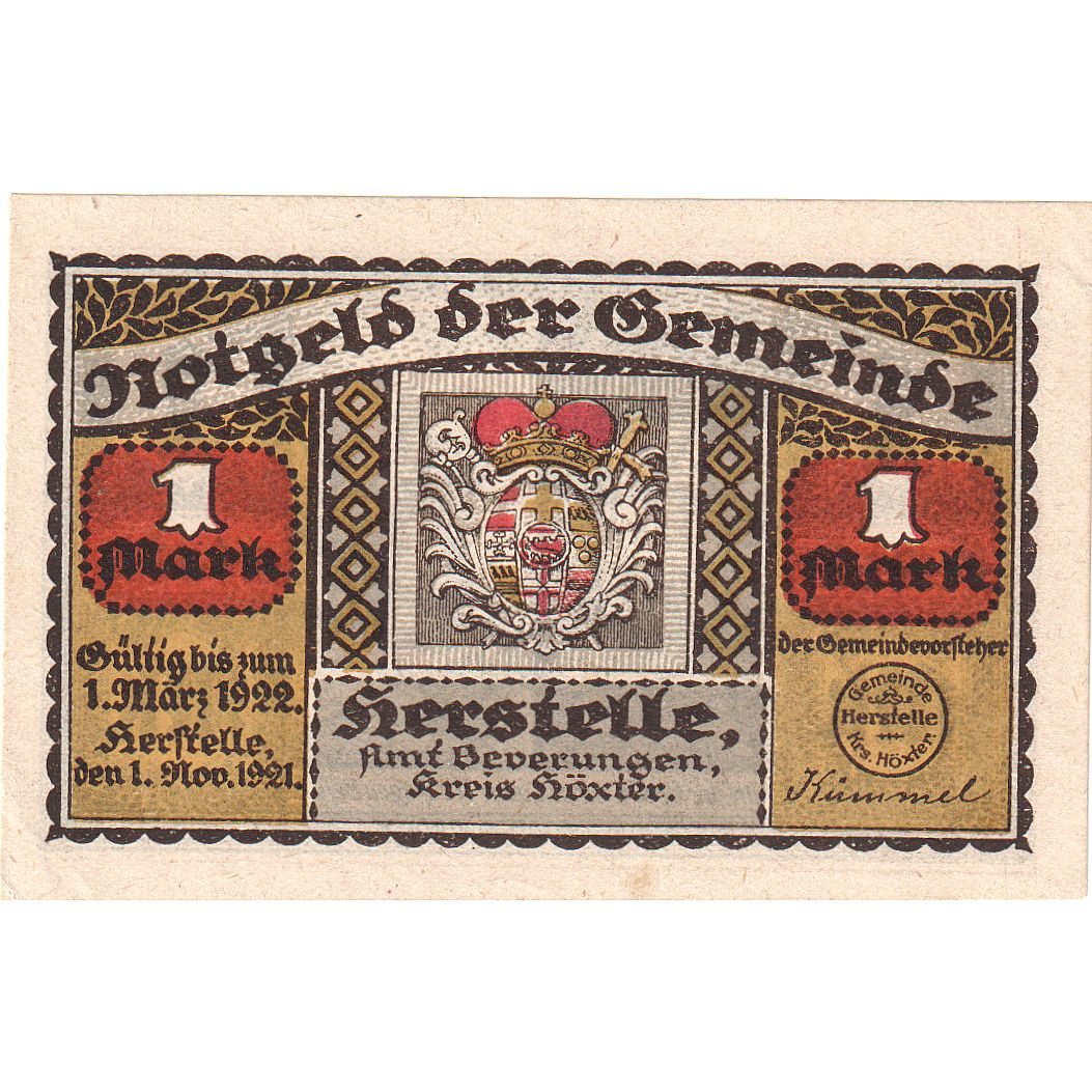Geldschein, Deutschland, Herstelle, 1 Mark, personnage, 1921, 1921-11-01, UNZ
