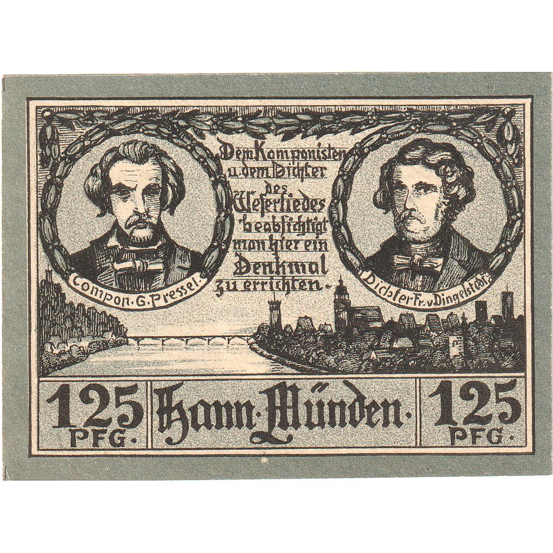 Geldschein, Deutschland, Hann. Münden, 1.25 Mark, paysage, O.D, UNZ, Mehl:578.1