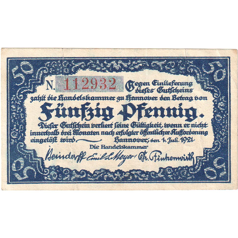 Geldschein, Deutschland, Hannover, 50 Pfennig, village, 1921, 1921-07-01, UNZ-