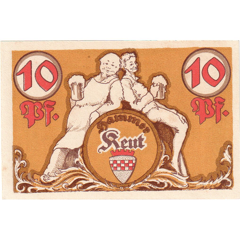 Banknot, Niemcy, Hamm, 10 Pfennig, personnage 2, 1921, 1921-10-01, UNC(65-70)