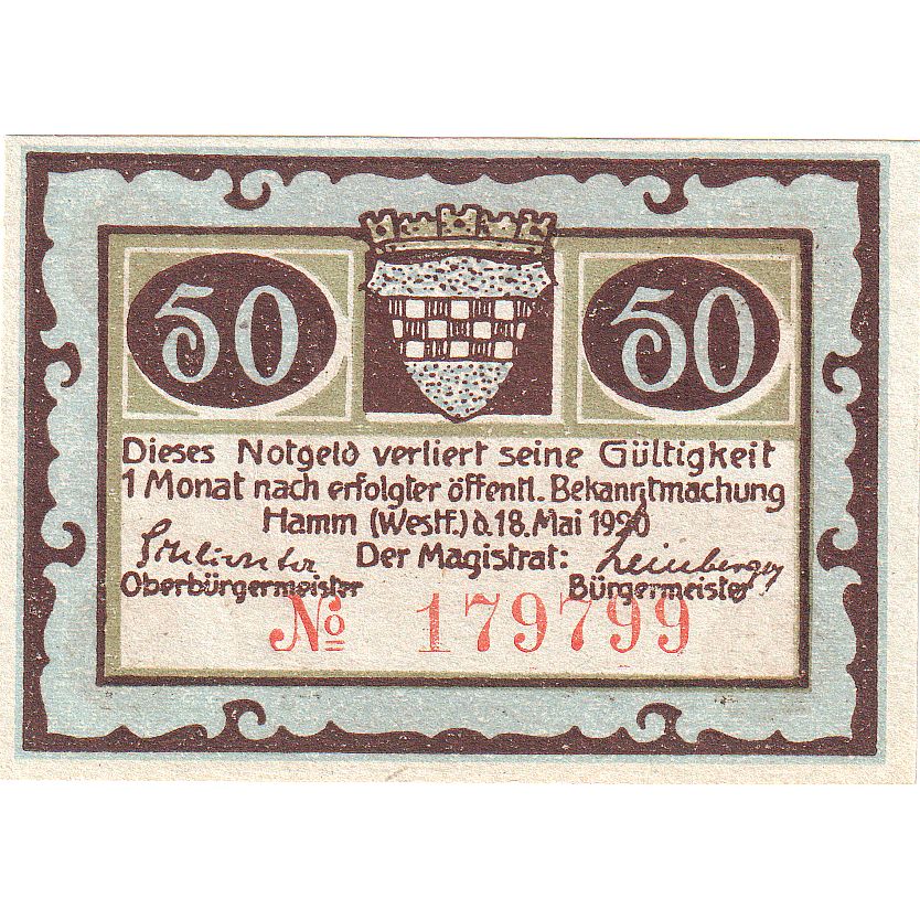 Banconote, Germania, Hamm, 50 Pfennig, Batiment, 1921, 1921-10-01, FDS